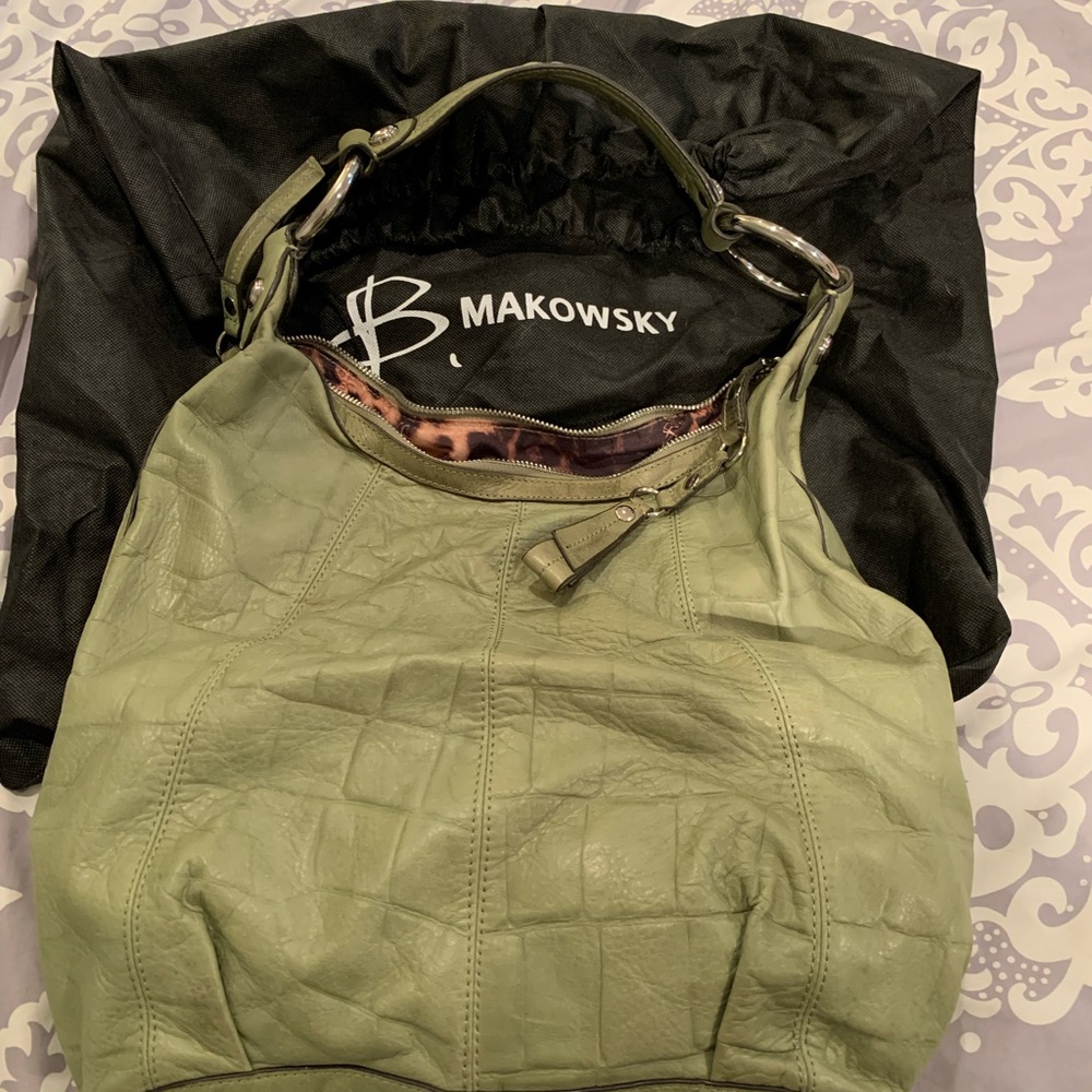 B Makowsky new leather purse. Green satchel.